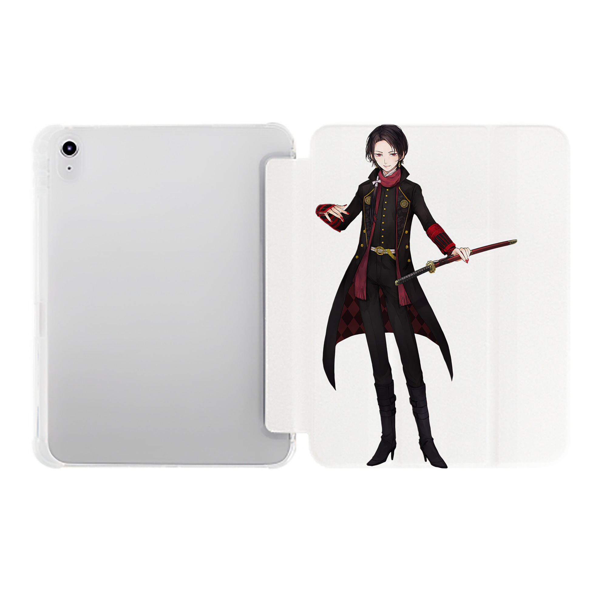 （画像用） 刀剣乱舞 Touken Ranbu IPad ケース ペン収納付き 三つ折りスタンド PUレザー×シリコン 対応機種9.5/10.5/10.9インチ